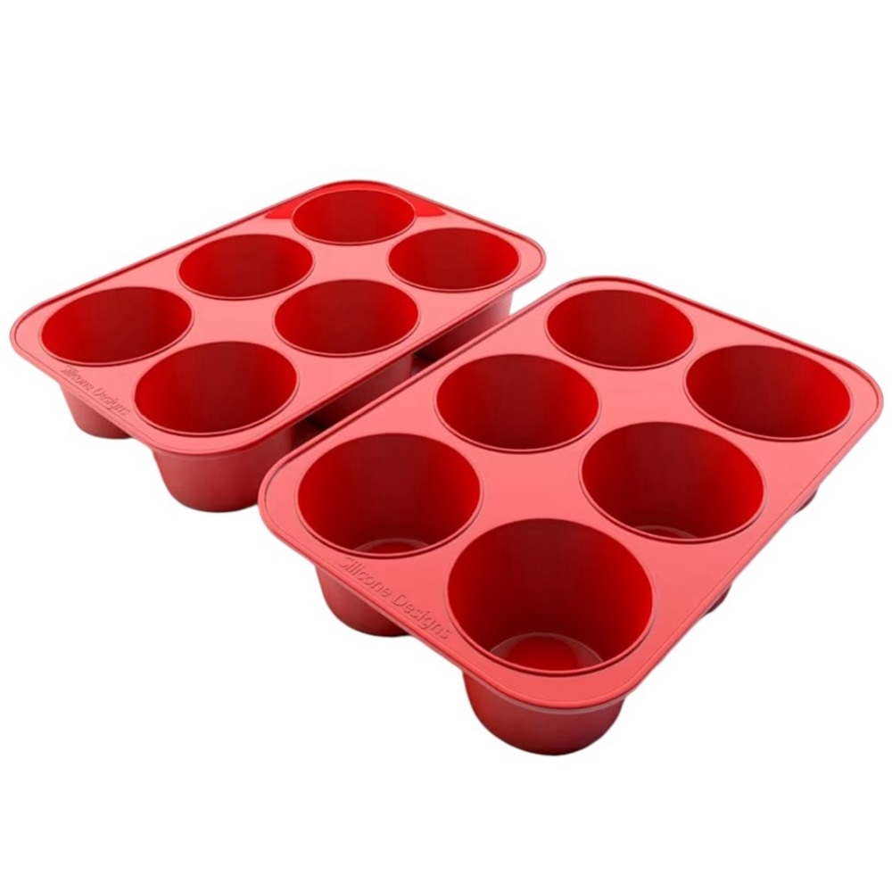 Kitchen HQ Silicone Muffin Pan Red Jumbo BPA-Free Non-Stick Cupcake Maker - Picture 6 of 7